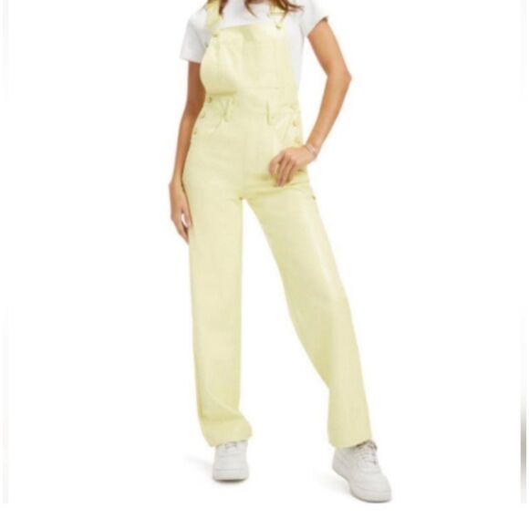 NWT Good American Better Than Leather Straight Leg Overalls in Key Lime Sz 10/30 - Picture 11 of 12
